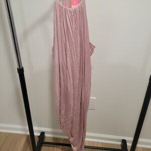 Pink Sleeveless Gathered Dress
